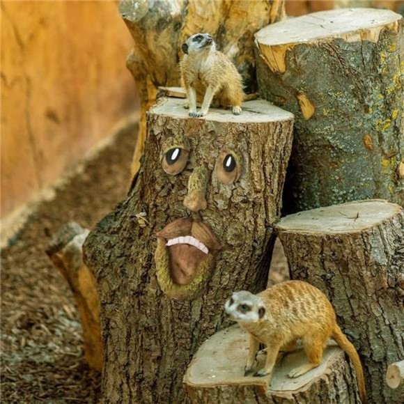 ree Face Outdoor Statues Old Man Tree Hugger Bark Ghost Face Decoration - Picture 3 of 6